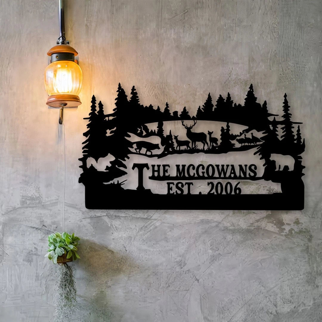 Personalized Family Name Turkey Bear Deer Hunting Metal Sign, Metal Laser Cut Metal Signs Custom Gift Ideas