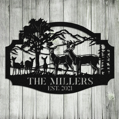 Personalized Family Name Deer Hunting Hunter Metal Sign Monogram, Metal Laser Cut Metal Signs Custom Gift Ideas