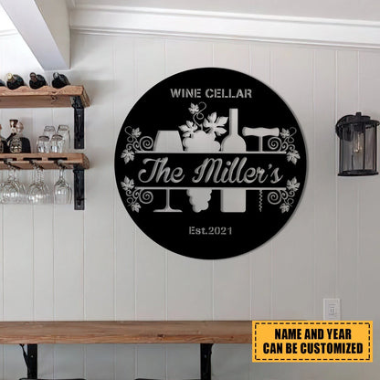 Personalized Grape Cellar Wine Metal Bar Sign, Custom Pub, Tap, Lounge, Caf, Home Wall Decor, Wedding, Anniversary Art Gift For Him her, Metal Laser Cut Metal Signs Custom Gift Ideas
