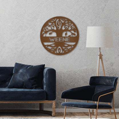 Personalized Tree of Life Steel Art Wall Decor Metal Name Sign Laser Cut Metal Signs Custom Gift Ideas