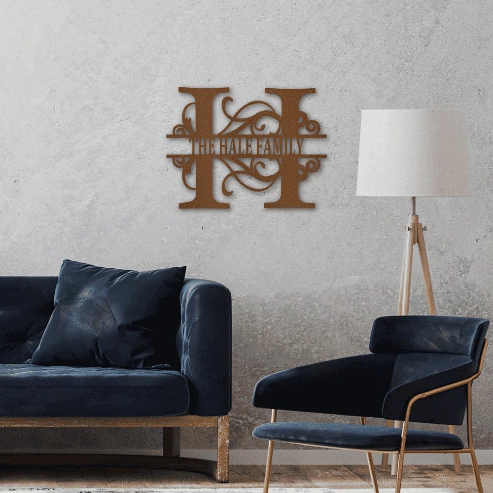 Personalized Split Letter Monogram Steel Art Wall Decor Metal Name Sign Laser Cut Metal Signs Custom Gift Ideas