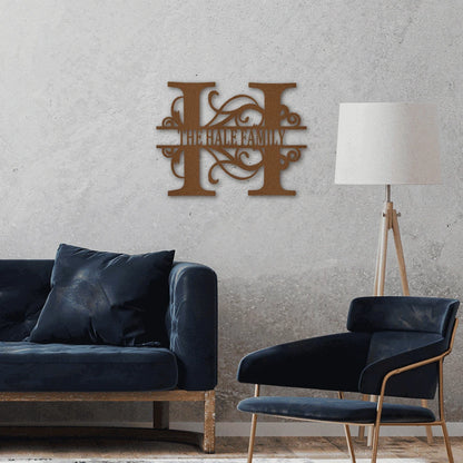 Personalized Split Letter Monogram Steel Art Wall Decor Metal Name Sign Laser Cut Metal Signs Custom Gift Ideas