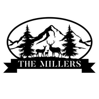 Personalized Family Name Deer Hunting Hunter Metal Sign Monogram, Custom Outdoor Farm, Cabin, Lodge, Camp, Wall Decor, Art Gift For Him, Metal Laser Cut Metal Signs Custom Gift Ideas