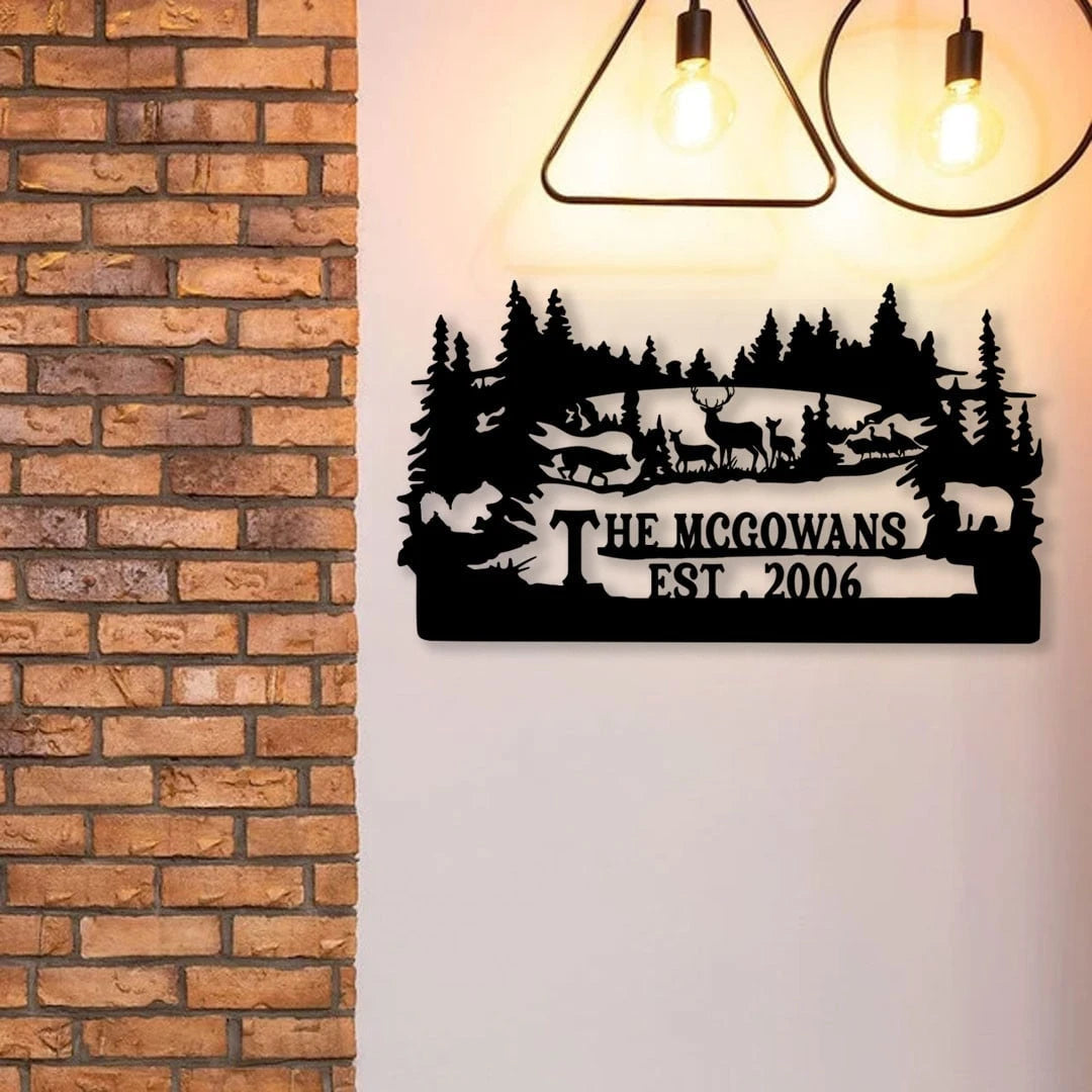 Personalized Family Name Turkey Bear Deer Hunting Metal Sign, Metal Laser Cut Metal Signs Custom Gift Ideas