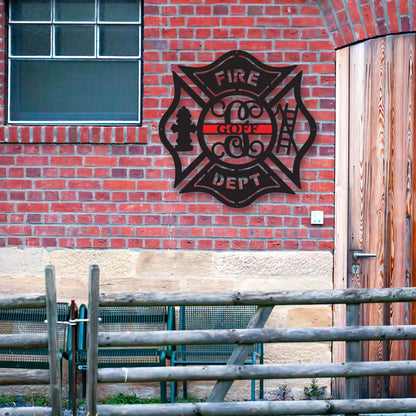 Firefighter Metal Maltese Cross W Ladder Custom Metal Fire Department Sign Monogram Door Hanger Firefighter Gift