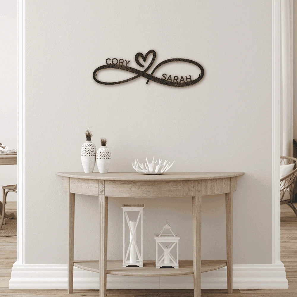 Personalized Infinity Couples Monogram Steel Art Wall Dcor Metal Name Sign Laser Cut Metal Signs Custom Gift Ideas