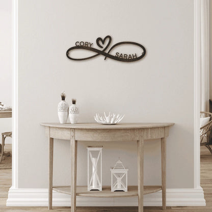 Personalized Infinity Couples Monogram Steel Art Wall Dcor Metal Name Sign Laser Cut Metal Signs Custom Gift Ideas