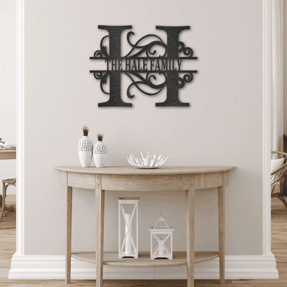 Personalized Split Letter Monogram Steel Art Wall Decor Metal Name Sign Laser Cut Metal Signs Custom Gift Ideas