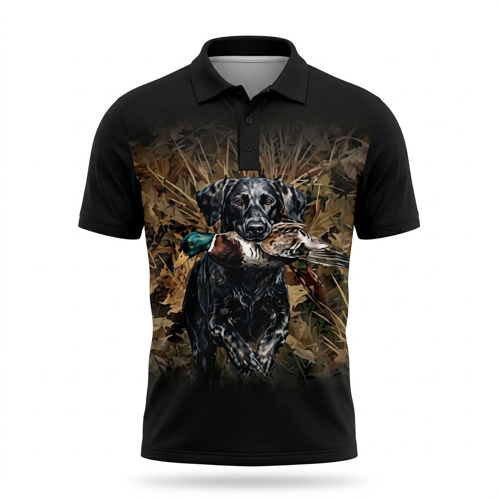 Duck Hunting Setter Dog Polo Men Shirt