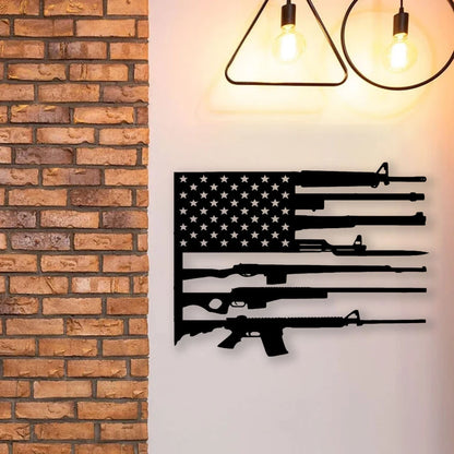 US Flag Military Guns Cut Metal Sign Laser Cut Metal Signs Custom Gift Ideas Best Veteran