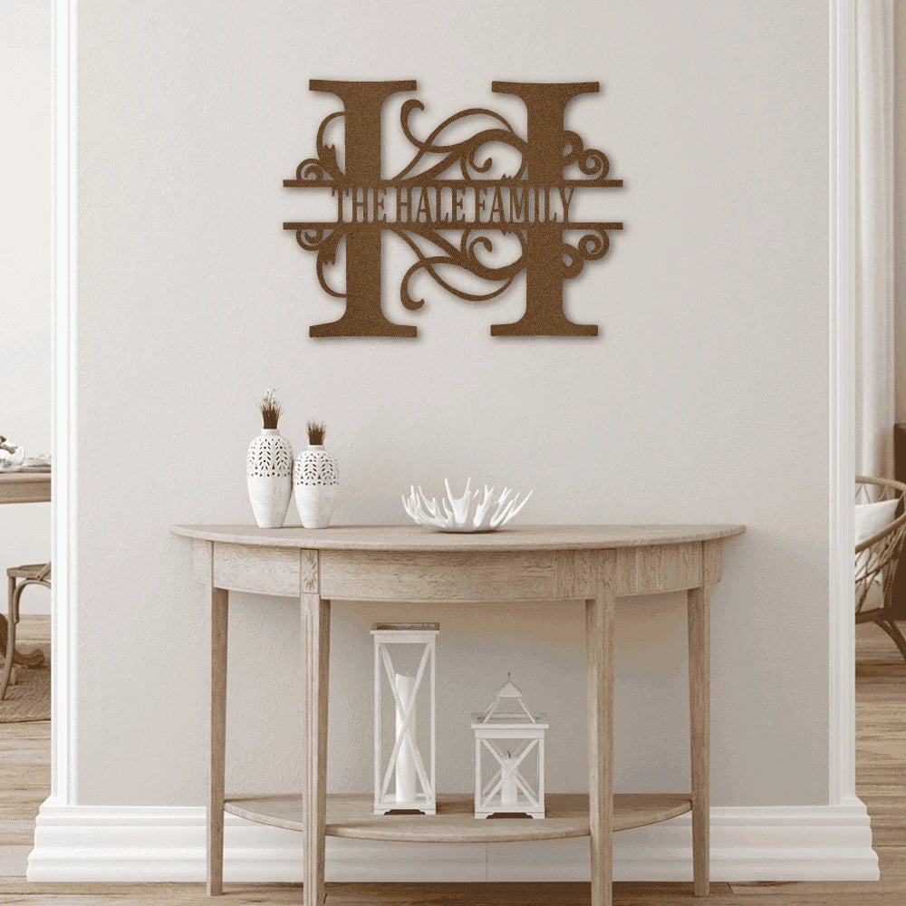 Personalized Split Letter Monogram Steel Art Wall Decor Metal Name Sign Laser Cut Metal Signs Custom Gift Ideas