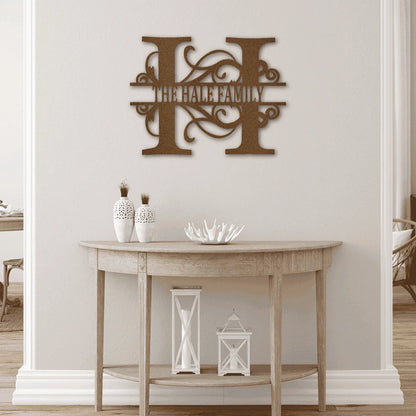 Personalized Split Letter Monogram Steel Art Wall Decor Metal Name Sign Laser Cut Metal Signs Custom Gift Ideas