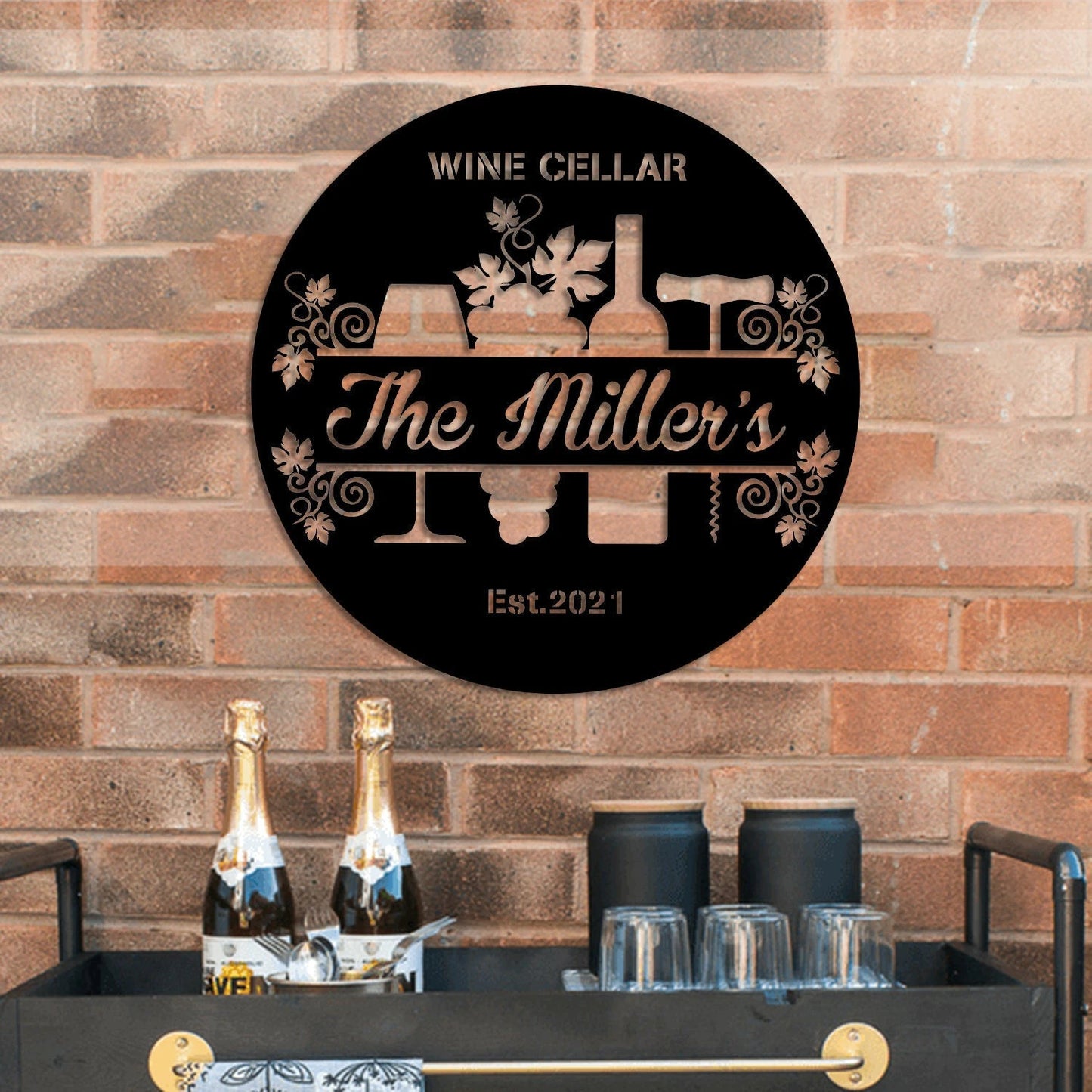 Personalized Grape Cellar Wine Metal Bar Sign, Custom Pub, Tap, Lounge, Caf, Home Wall Decor, Wedding, Anniversary Art Gift For Him her, Metal Laser Cut Metal Signs Custom Gift Ideas