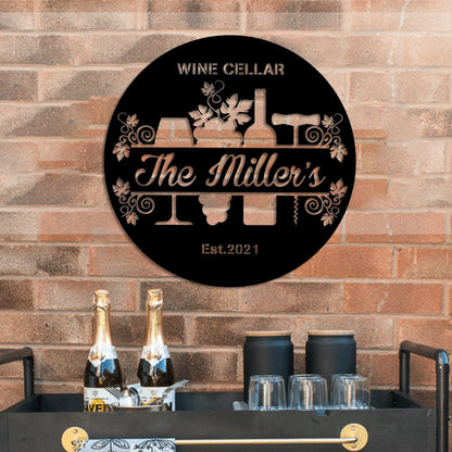 Personalized Grape Cellar Wine Metal Bar Sign, Custom Pub, Tap, Lounge, Caf, Home Wall Decor, Wedding, Anniversary Art Gift For Him her, Metal Laser Cut Metal Signs Custom Gift Ideas