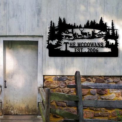 Personalized Family Name Turkey Bear Deer Hunting Metal Sign, Metal Laser Cut Metal Signs Custom Gift Ideas