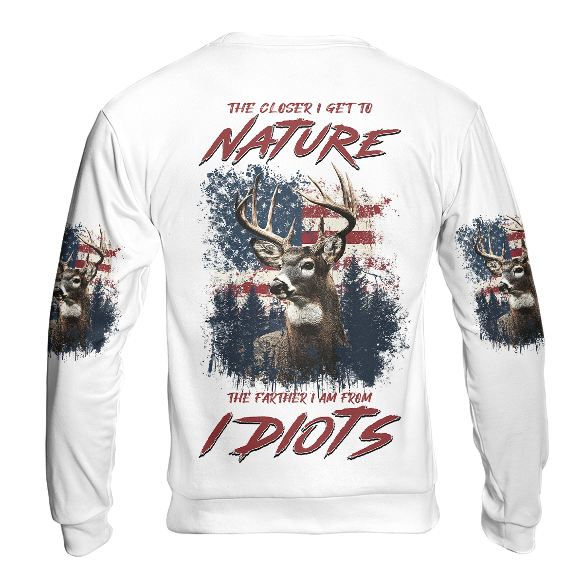 Vintage Patriotic Deer American Flag All Over Print Shirt