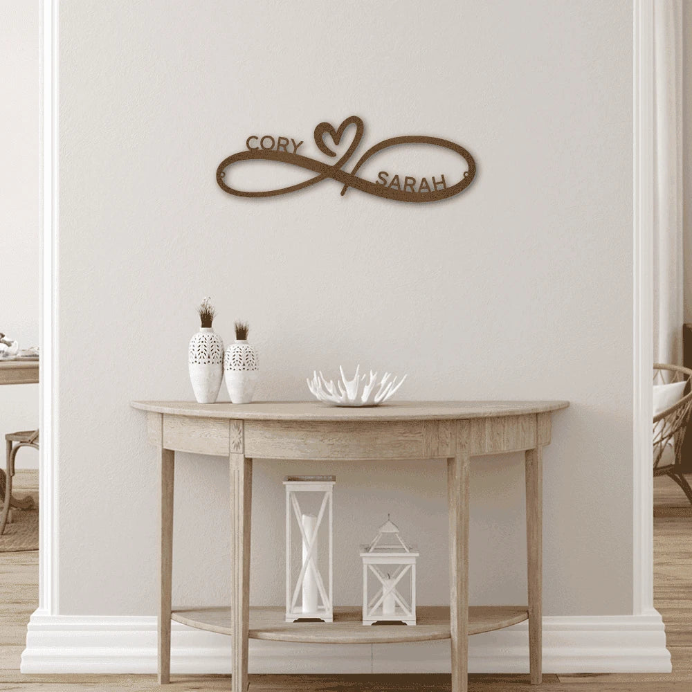 Personalized Infinity Couples Monogram Steel Art Wall Dcor Metal Name Sign Laser Cut Metal Signs Custom Gift Ideas