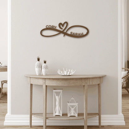 Personalized Infinity Couples Monogram Steel Art Wall Dcor Metal Name Sign Laser Cut Metal Signs Custom Gift Ideas