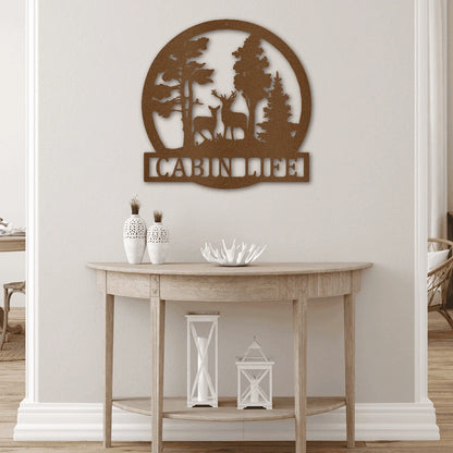 Personalized Deer in the Woods Steel Art Wall Decor Metal Name Sign Laser Cut Metal Signs Custom Gift Ideas