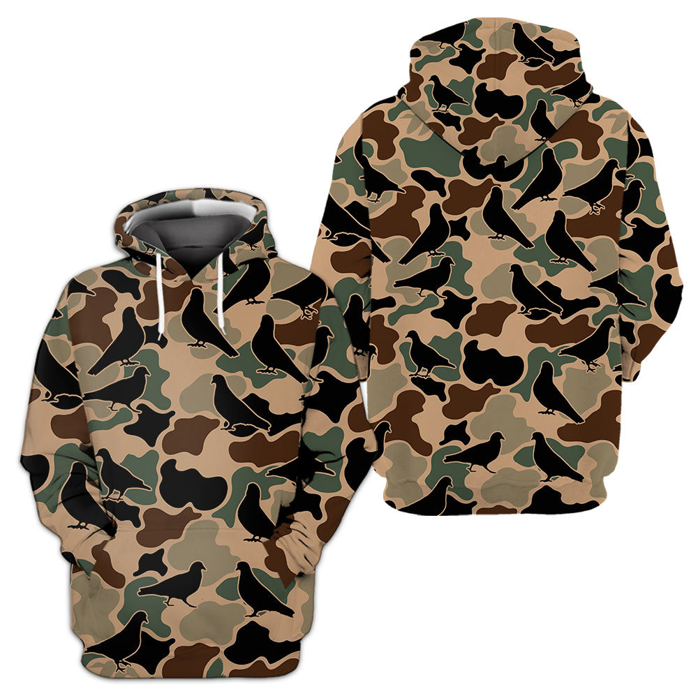 Dove Bird Camouflage Pattern All Over Print Shirt