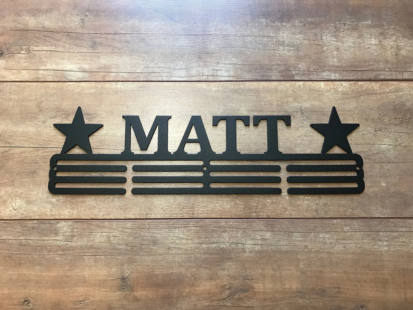 Custom Name Medal Hanger Holder Display Rack 3 Rung, Cut Metal Sign, Metal Wall Art, Laser Cut Metal Signs Custom Gift Ideas
