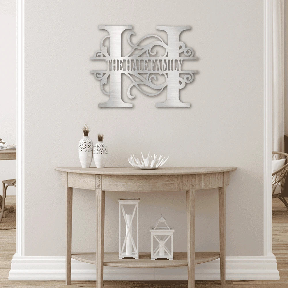 Personalized Split Letter Monogram Steel Art Wall Decor Metal Name Sign Laser Cut Metal Signs Custom Gift Ideas