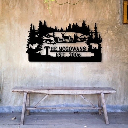 Personalized Family Name Turkey Bear Deer Hunting Metal Sign, Metal Laser Cut Metal Signs Custom Gift Ideas