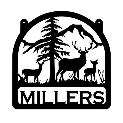 Personalized Family Name Deer Hunting Hunter Metal Sign Monogram, Metal Laser Cut Metal Signs Custom Gift Ideas