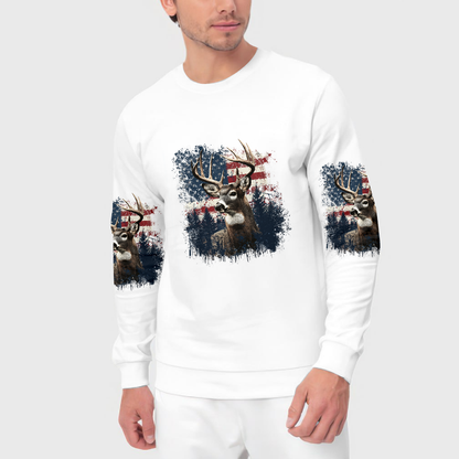Vintage Patriotic Deer American Flag All Over Print Shirt