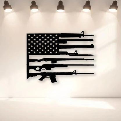 US Flag Military Guns Cut Metal Sign Laser Cut Metal Signs Custom Gift Ideas Best Veteran