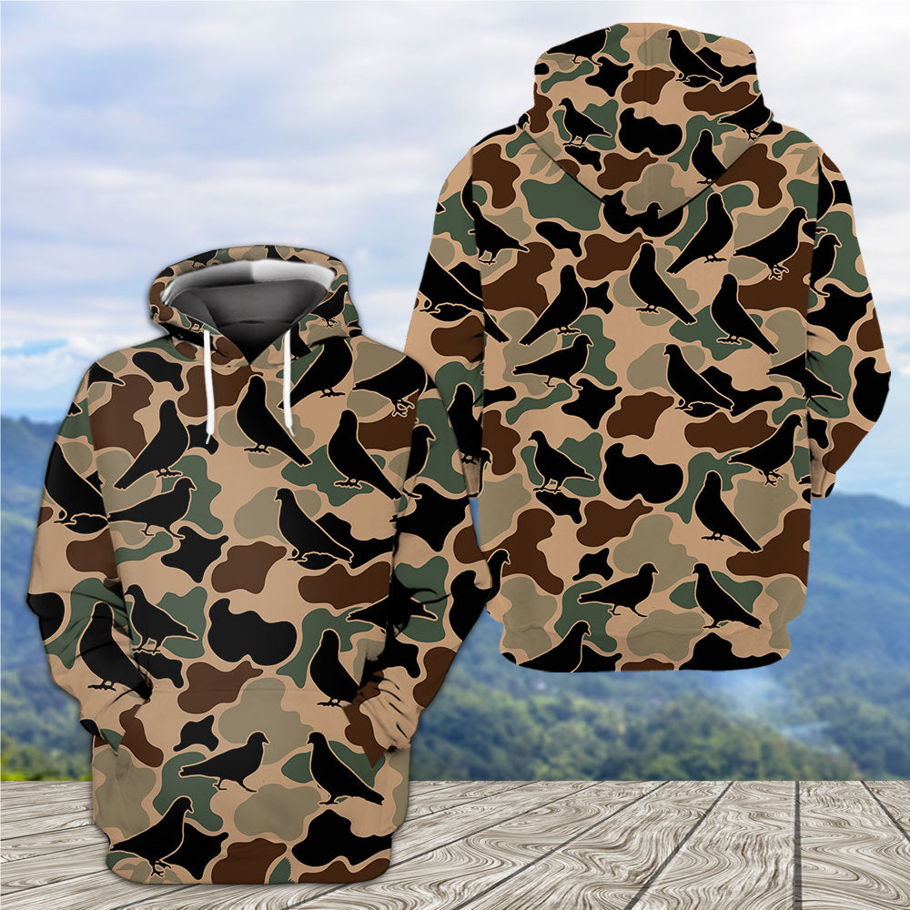 Dove Bird Camouflage Pattern All Over Print Shirt