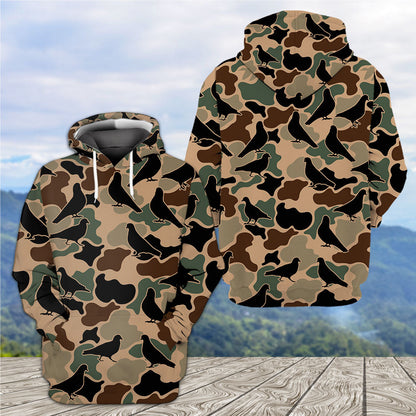 Dove Bird Camouflage Pattern All Over Print Shirt