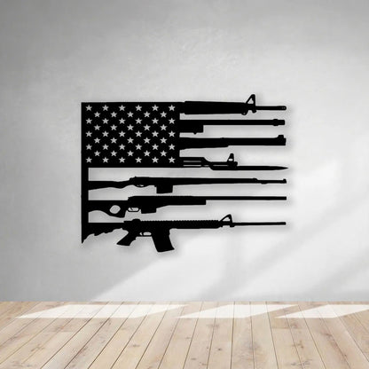 US Flag Military Guns Cut Metal Sign Laser Cut Metal Signs Custom Gift Ideas Best Veteran