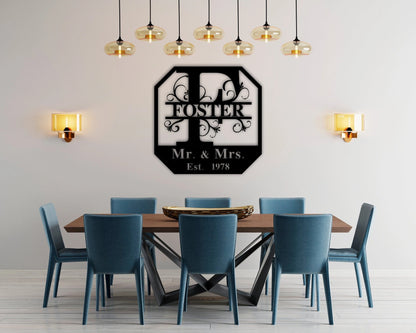 Personalized Family Name Metal Sign, Metal Monogram Sign, Last Name Sign, Housewarming Gift, Custom Metal Name Sign, Wedding Gift, Metal Laser Cut Metal Signs Custom Gift Ideas