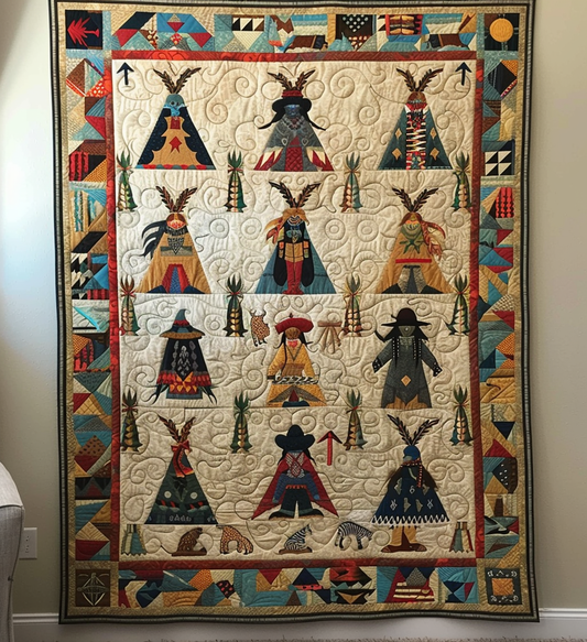 Tribal Tapestry Quilted Blanket - Throw (55" x 60")