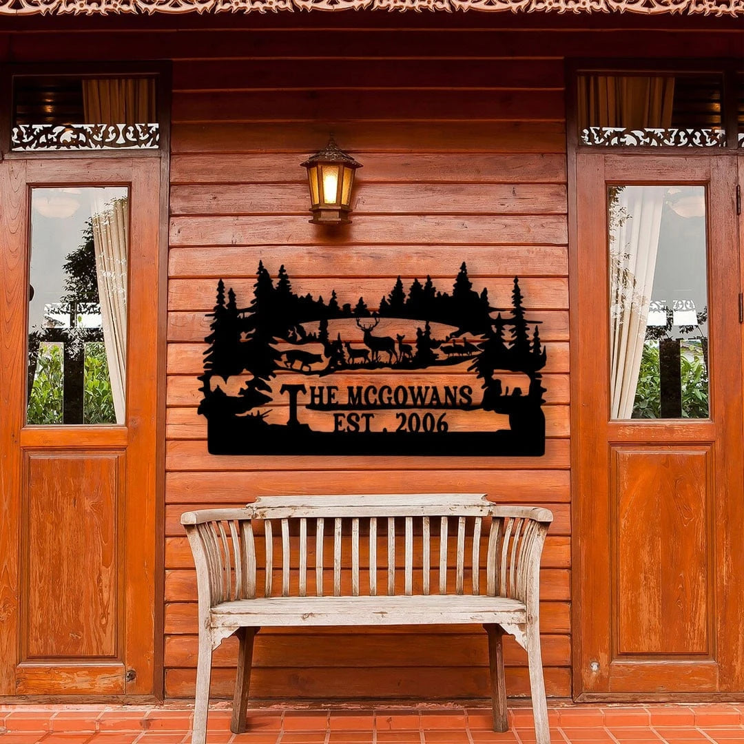 Personalized Family Name Turkey Bear Deer Hunting Metal Sign, Metal Laser Cut Metal Signs Custom Gift Ideas