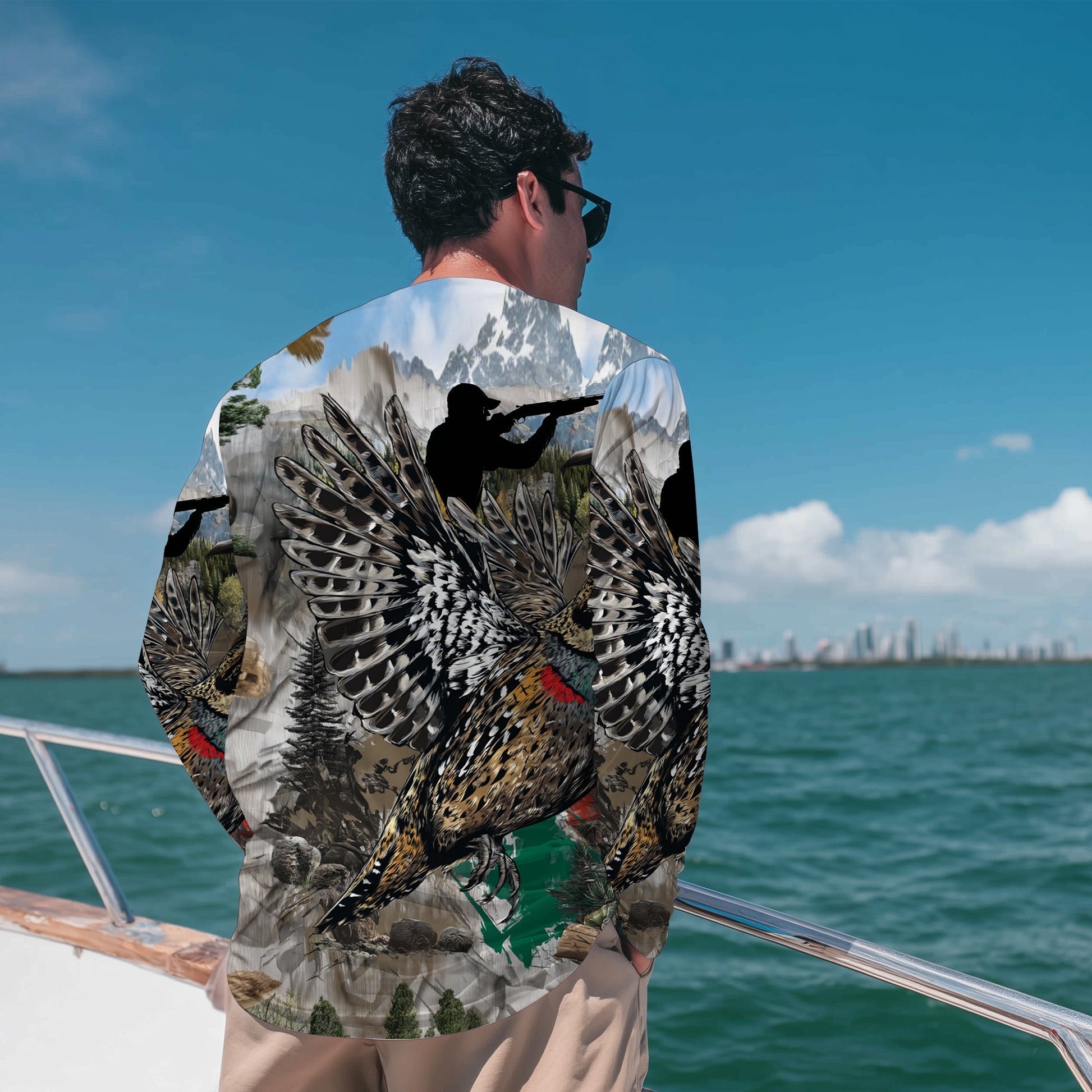Quail And Hunter In The Wild All Over Print