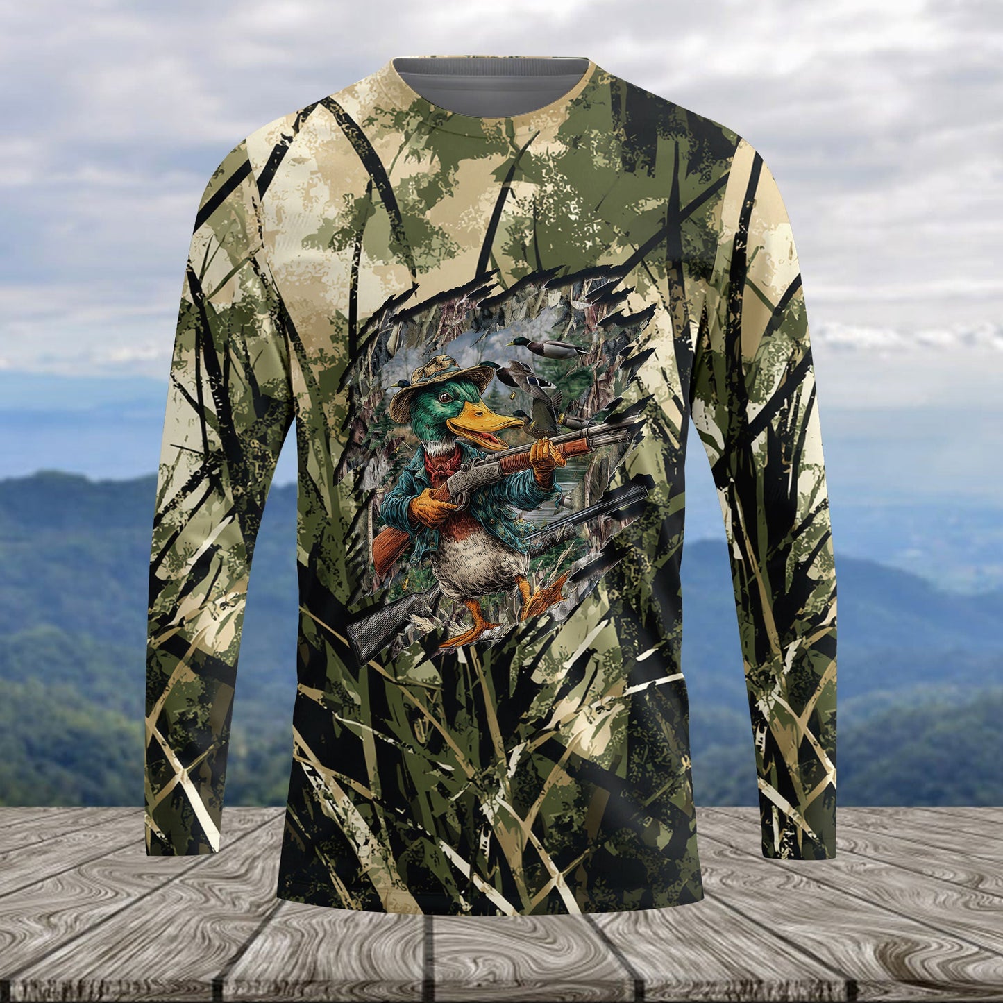 America Mallard Duck Hunting Camo All Over Print Shirt