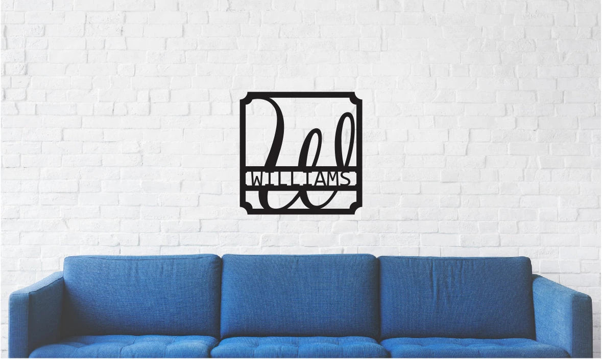 Personalized Family Name Metal Sign, Housewarming Gift, Door Hanger, Wedding Gift, Metal Monogram Sign, Laser Cut Metal Signs Custom Gift Ideas