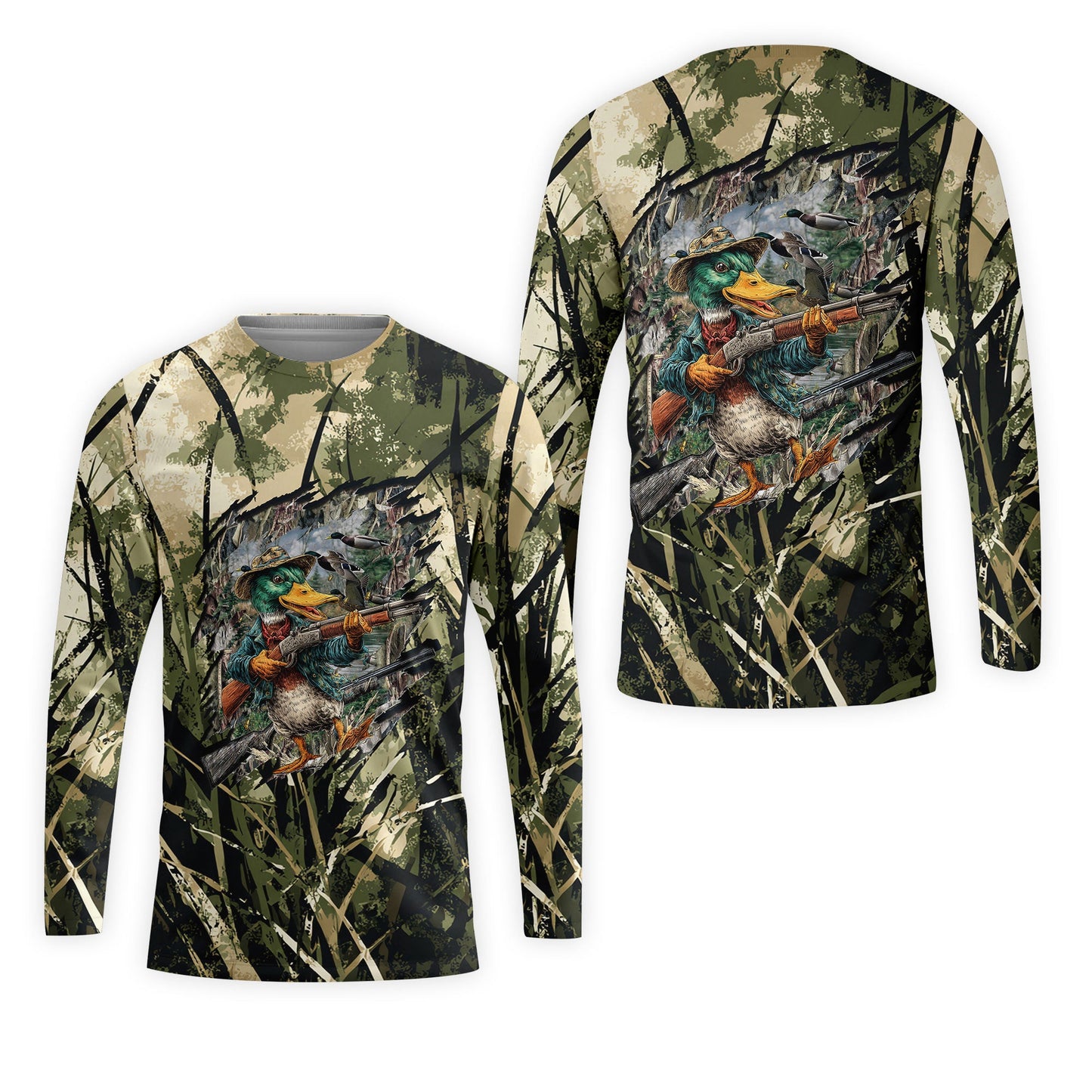 America Mallard Duck Hunting Camo All Over Print Shirt