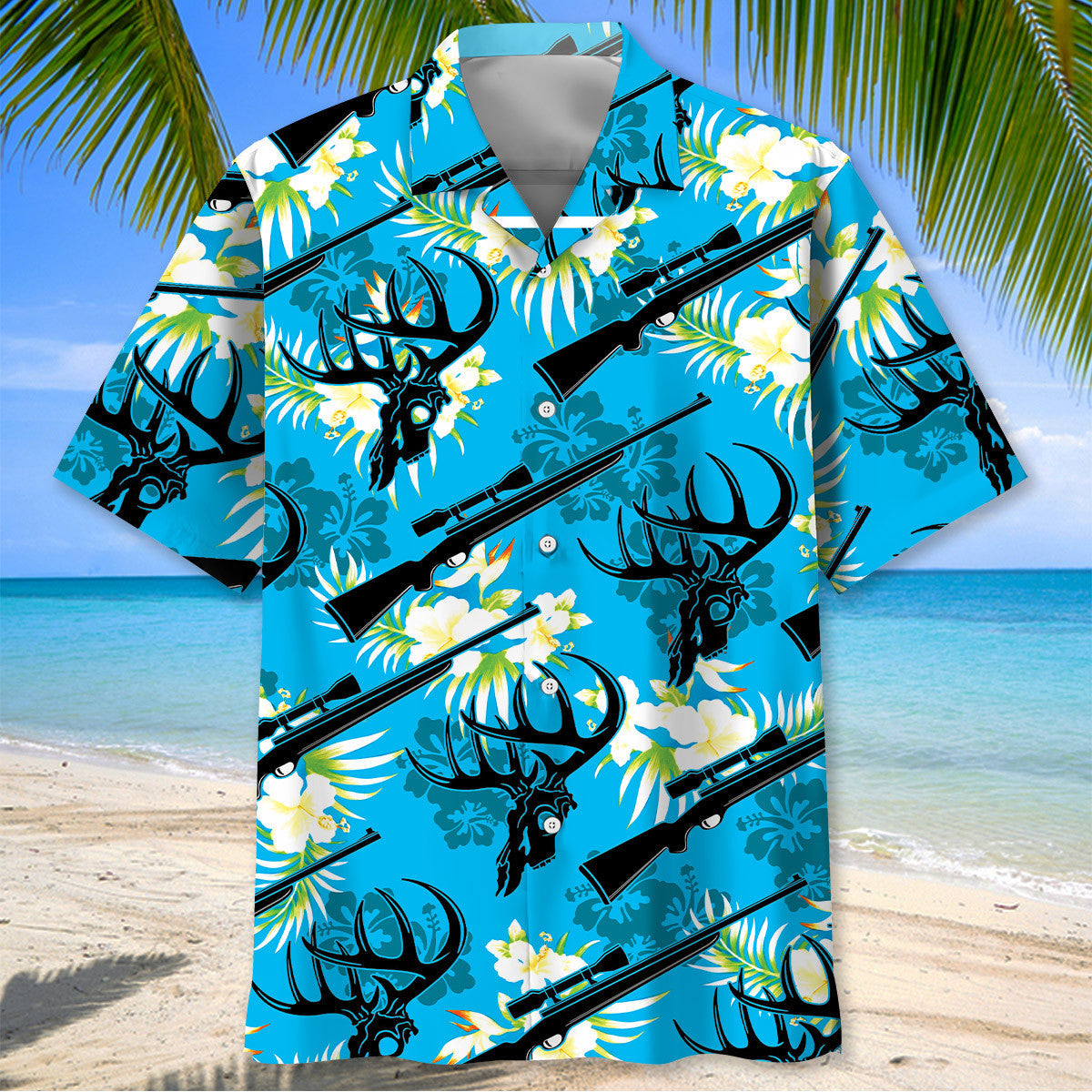 Deer Hunting Hibiscus Hawaiian Shirt