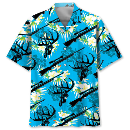 Deer Hunting Hibiscus Hawaiian Shirt