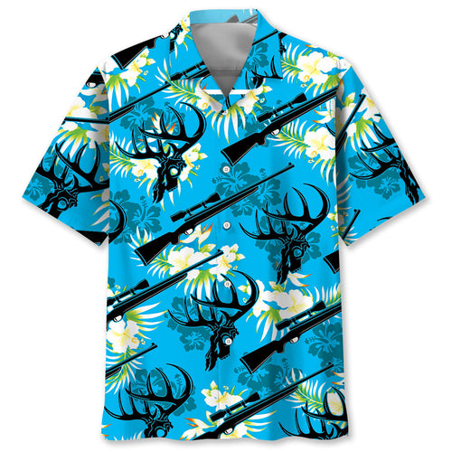 Deer Hunting Hibiscus Hawaiian Shirt
