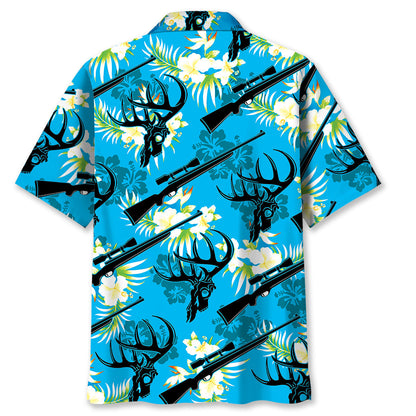 Deer Hunting Hibiscus Hawaiian Shirt