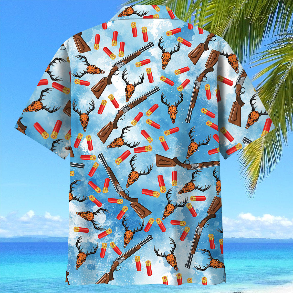 Deer Hunting Blue Hawaiian Shirt