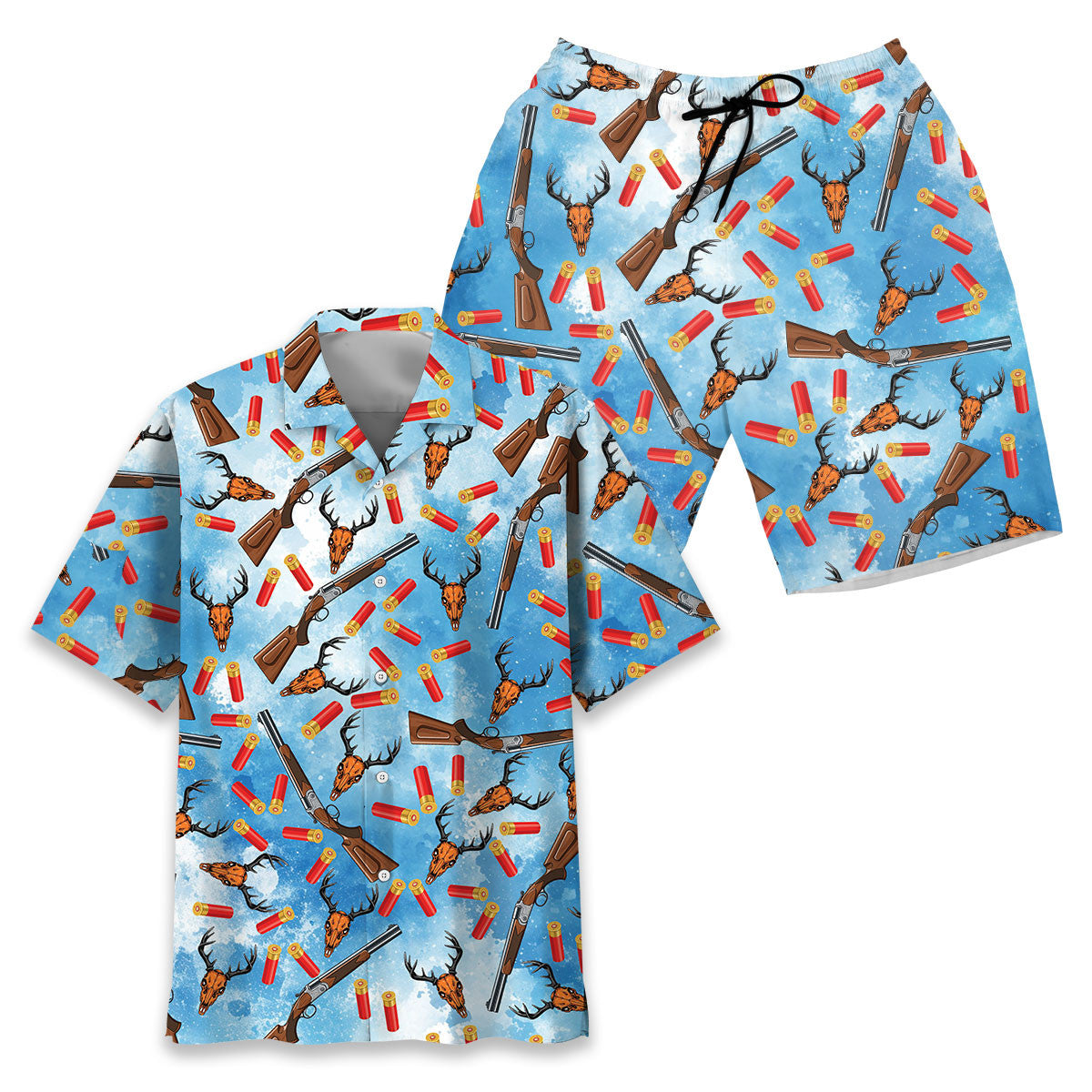Deer Hunting Blue Hawaiian Shirt