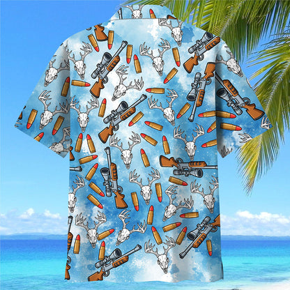 Funny Deer Hunting Blue Hawaiian Shirt