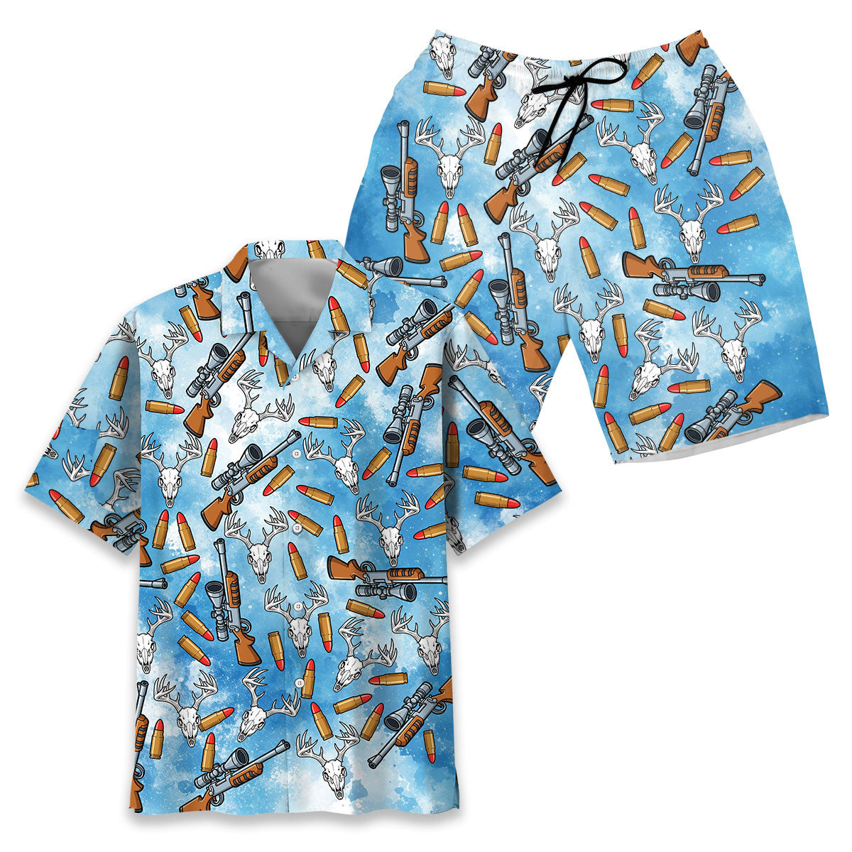 Funny Deer Hunting Blue Hawaiian Shirt