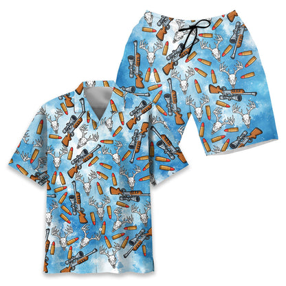 Funny Deer Hunting Blue Hawaiian Shirt
