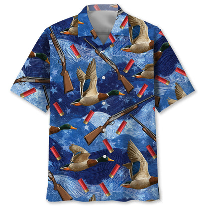 Blue Duck Hunting Hawaiian Shirt